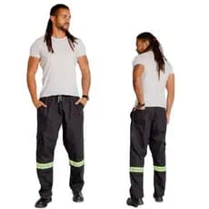 Calça de Uniforme Terminal de Carga Brim Profissional Reforçada Com Faixa Refletiva Verde 38