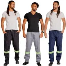 Calça Brim Cargo Profissional Com Faixa Refletiva 38