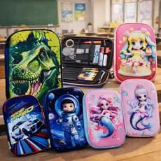 Estojo 3D Infantil Grande Escolar impermeável