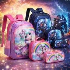 Kit Escolar Infantil 3 Peças – Mochila, Lancheira e Estojo Masculino e Feminino