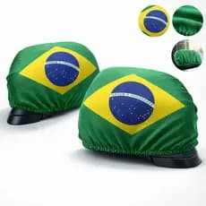 Kit Par Capas de Retrovisor Brasil Copa do Mundo Universal para Carro