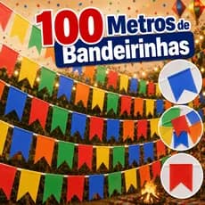 Kit Bandeirinha Festa Junina Colorida De Plástico Kit com 10/50/100 Metros