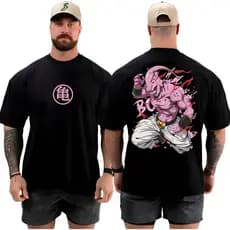Camiseta Camisa Oversized Top para Academia Musculação Majin Boo Streetwear 100% Algodão