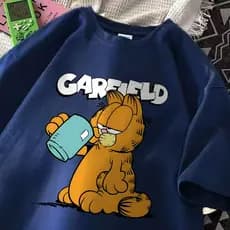 916velsiss Camiseta Com Estampa Divertida De Desenho Animado De Gato De Café Camiseta Fitness Feminina blusa social