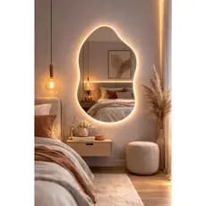 Espelho Roma Orgânico 70x50 Luxo com Led Quarto Sala Hall de Entrada Com Kit Instalação