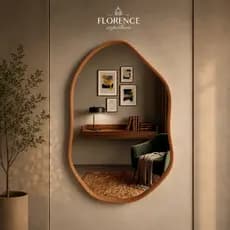 Espelho Roma 70x50 Orgânico com Moldura em Couro Luxo
