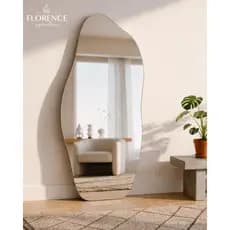 Espelho Orgânico 120X50 e 80x40 Lapidado Moderno Grande Form Flame Com Suporte Invisível Luxo