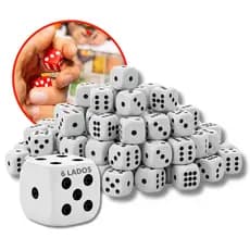 Kit 100 Dados De 6 Lados 16mm Jogos RPG Cor Branco