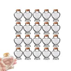 Kit 20 Frascos Garrafas De Vidro Coração Rolha 50ml Cortiça