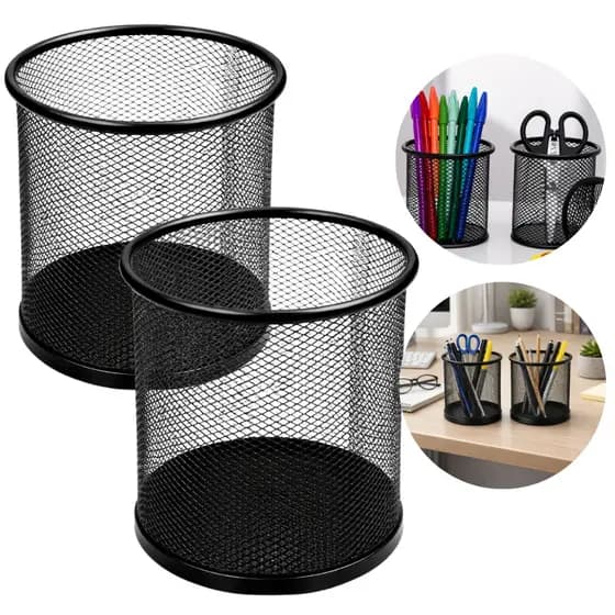 Kit 2 Organizador De Mesa Porta Caneta Pincés Lápis Materiais Redondo Office