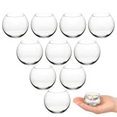 Kit 10 Mini Vaso Vasinho Aquário Castiçal Redondo De Vidro 100ml Centro de Mesa Lembrança