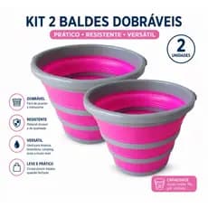Kit 2 Baldes Dobráveis Multiuso 10L Lavanderia Limpeza