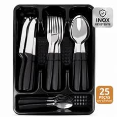 Kit de Talheres Inox com 25 Peças | Conjunto Completo para Refeições