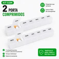 Kit Com 2 Porta Comprimidos Semanal Organizador Remédio