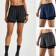 Shorts Feminino Fitness Duplo Kit 3 Peças Cintura Alta Academia Confortável