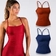 Blusa Fitness Feminina Costas Nadador Suplex Premium Academia Modeladora 3 Peças