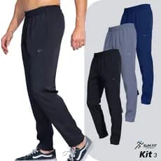 Kit 3 Calças Tactel Masculina Elastano Reforçada Academia Casual Treino e Verão Esportiva Leve Slim