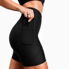 Bermuda Feminina Suplex Cintura Alta Com Bolso Academia Fitness