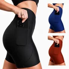 Kit 3 Bermudas Feminina Suplex Cintura Alta Com Bolso Fitness