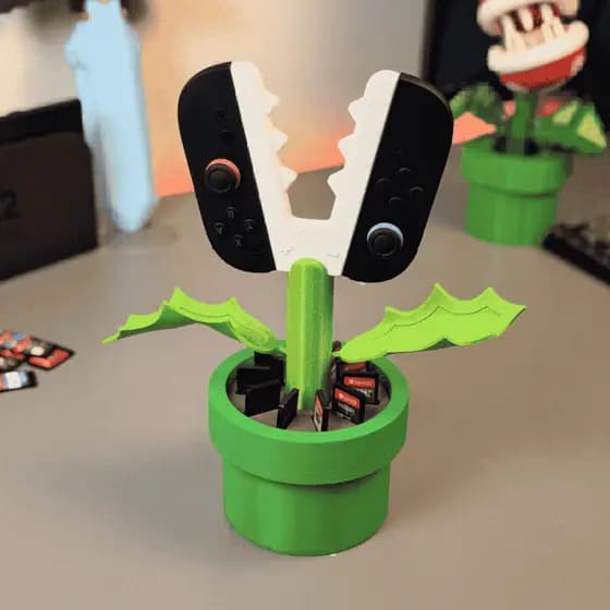 Suporte para Controle Joy-Con Nintendo Switch 2 Planta Carnívora Super Mario + Porta Jogos Cartuchos