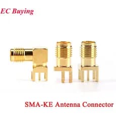 Conector Fêmea SMA , 5 Peças , Através Do Furo , Plugue Da Antena , Ângulo Reto , 90 Graus ,-KE , De Montagem PCB , Adap