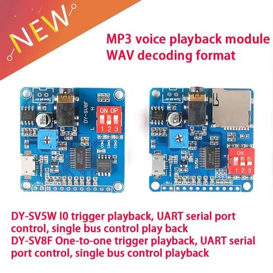 DY-SV5W SV8F Placa De Módulo De Reprodução De Voz MP3 Music Player 5W WAV Decodificação Formato UART Controle De Porta S