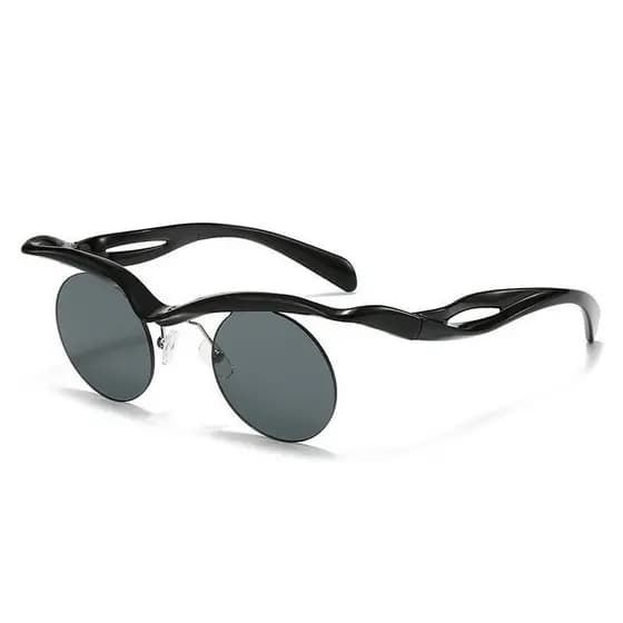 Moda novo estilo redondo sem moldura exclusivo Punk óculos de sol Retro senhoras masculino preto cinza condução festa na