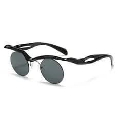Moda novo estilo redondo sem moldura exclusivo Punk óculos de sol Retro senhoras masculino preto cinza condução festa na
