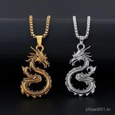 Colar Masculino Hip Hop Dragão Ouro Prata Não-Desbotamento Moda Rua Punk Pingente Presente