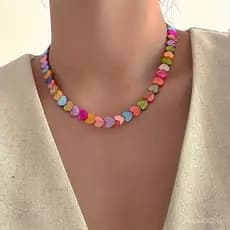 Romântico Colorido Concha Coração Frisado Gargantilha Colar Para Mulheres Meninas Boho Verão Praia Colares Charme Jóias