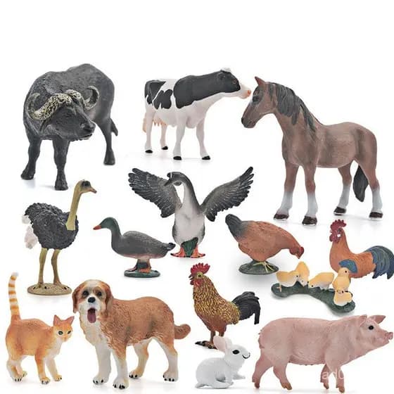 Modelos De Brinquedos De Fazenda Para Crianças Cavalo De Vaca Cão De Porco Pato De Ação Figura Simulada Figurino Animal