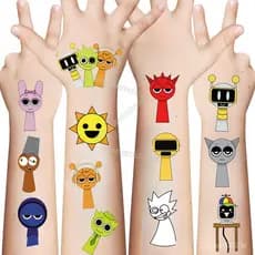 4 PCS Sprunki Incredibox Adesivos  Temporária Crianças Favores De Festa Decoração De Aniversário