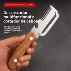 Cortador de Cebola Multifuncional em Aço Inoxidável, Descascador, Triturador 3 em 1, Abridor de Garrafas, Descascador e