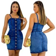Vestido Jeans Feminino Tubinho Com Botões Verão Moda Evangélica/Casual c/ 10 Botões,lolikamodas