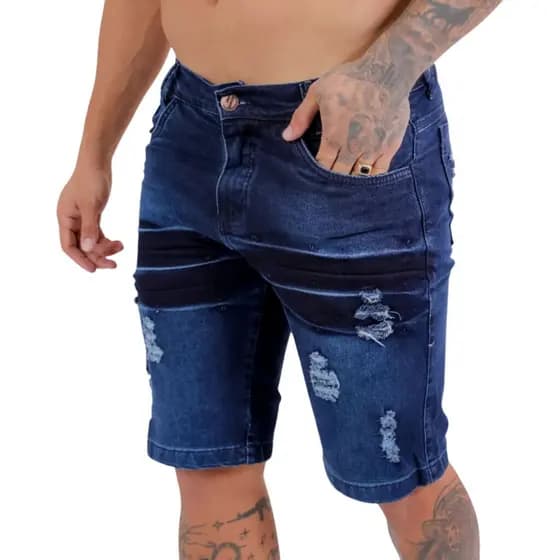 Bermuda Masculina Jeans Azul Escuro Shorts Masculino Moda Masculina Casual Verão ,lolikamodas