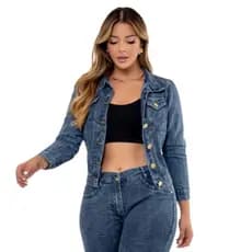 Jaqueta Feminina Jeans Escura Marmorizada Moda Inverno, lolikamodas