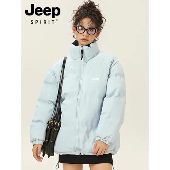 JEEP Azul Para Baixo Jaqueta Acolchoada Feminina 2026 Novo Estilo Inverno Engrossado Jaqueta de Pão Feminina Jaqueta Aco