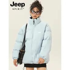 JEEP Azul Para Baixo Jaqueta Acolchoada Feminina 2026 Novo Estilo Inverno Engrossado Jaqueta de Pão Feminina Jaqueta Aco