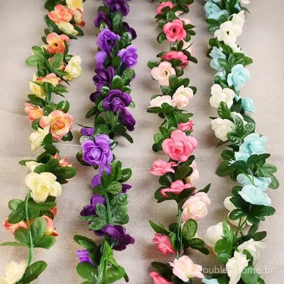 2.4m Rosas De Seda Artificial Flores Rattan Corda Videira Com Folhas Verdes Para Casamento Casa Decoração Do Jardim Pend