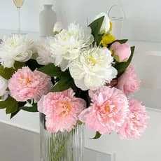 Flor Artificial de peônia de pétala dupla de 3 cabeças, usada para decoração de casa, guia de estrada de casamento, deco