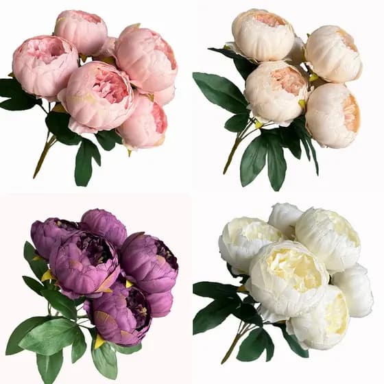 Buquê de seda peônia artificial decoração de flores artificiais Retro decoração de casamento decoração de casa 1 buquê 7