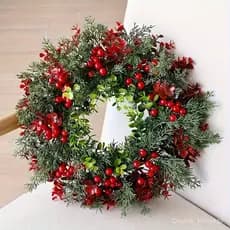 1 peça guirlanda de natal-frutas vermelhas artificiais e decorações de porta de folhas verdes enfeites de guirlanda de n