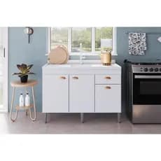 Balcão Pia De Cozinha Premium 120cm Arte Cas Branco