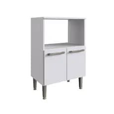 Balcão Armário De Cozinha Torre Quente 2 Portas Com Nicho Forno Microondas Branco Mdp