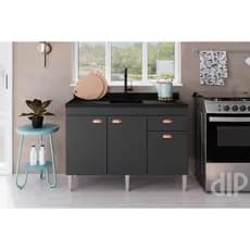Balcão Pia De Cozinha Premium 120cm Grafite - Arte Cas MAC