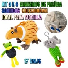 Kit Chaveiro Pelúcia Infantil Fofo para Bolsa Mochila e Chaves