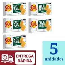 Biscoito Sol Salt Plus Original 360g Kit 5