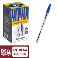 Kit Caneta Esferográfica Azul Compactor Ponta M Economic