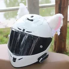 TKEY 2 Pçs De Pelúcia Capacete Da Motocicleta Orelhas De Gato Decoração Adesivos Motocross Rosto Cheio Fora Estrada Q1R7