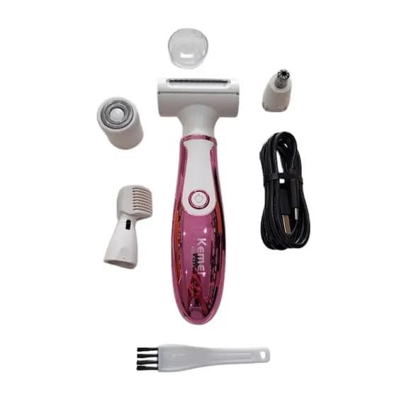 Maquina Depiladora Raspar Pêlos Elétrico Feminino KM-6714 4 EM 1 com acessorios